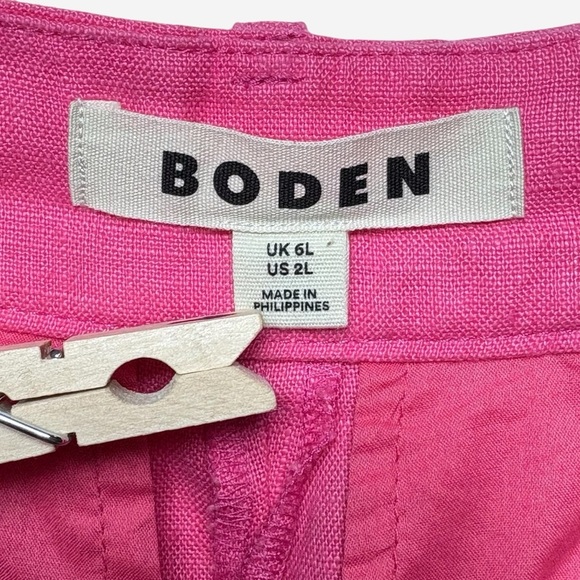 Boden Linen Ankle Pants Size 2L Straight Leg Trouser Sangria Sunset Pink 2 Tall - Picture 13 of 15
